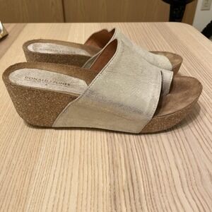 Donald J Pliner Ginie Platform Wedge Sandal Size 10 Silver Metallic Made In Itay
